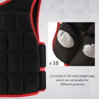 HOMCOM 20kg Weighted Vest for Running, Cardio & Home Training, Adjustable Running Weight Vest with 38 Weight Bags for Men and Women, Boost Strength, Endurance & Cardio Performance, Black and Red(m-4)