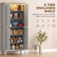 HOMCOM Tall Pantry Cupboard with Motion Sensor LED Light - Grey(m-5)