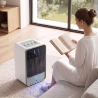 HOMCOM Dezumidificator 0,4 L/zi pentru 15 m² Rezervor 1,2 Litri Lumină RGB Temporizator 12H Ecran LED Negru(m-6)