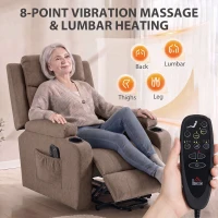 HOMCOM Riser Recliner Chair with Massage and Heat, Linen Electric Lift Armchair for Elderly with Spring Cushion, Brown(m-5)