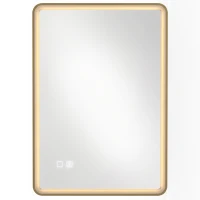 HOMCOM Bathroom Mirror with LED Lights, 100x70cm Rectangle Bathroom Mirror, Dimmable, Bluetooth, Anti-Fog, Gold Tone(m-10)