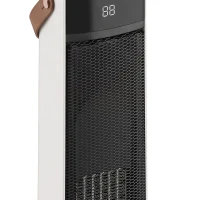 HOMCOM Portable Space Heater with Realistic Flame Effect, 2000W Ceramic Heater with Eco Mode, Adjustable Thermostat, Remote(m-10)