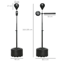 SPORTNOW Adjustable Speed Bag, Boxing Bag, with Stand, Reflex Bar, Punching Pad, Black(m-3)