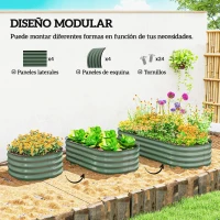 Outsunny Jardinera Exterior Grande de Acero Galvanizado con Base Abierta Bordes de Seguridad Fácil Montaje 150x62x30 cm Verde(m-4)