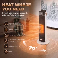 HOMCOM Portable Space Heater with Realistic Flame Effect, 2000W Ceramic Heater with Eco Mode, Adjustable Thermostat, Remote(m-4)