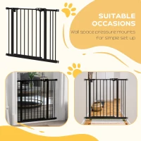 PawHut Adjustable Safety Gate w/ One Extensions, Four Adjustable Screws, Black(m-7)