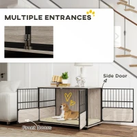 100cm Furniture Style Dog Crate Dog Cage End Table Indoor with 3 Doors Soft Washable Cushion, for Large Sized Dogs(m-8)