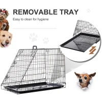 Pawhut Trapeze Collapsible Dog Pet Travel Box Cage Removable Tray 93 x 58 x 65cm(m-6)
