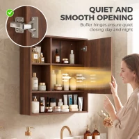 HOMCOM Bathroom Mirror Cabinet, Wall-Mounted Bathroom Cabinet with Mirror Door, Adjustable Shelves, Walnut Brown(m-7)