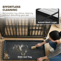 PawHut Heavy Duty Dog Crate, Dog Cage with Wheels for Small Medium Breeds, Metal Pet Kennel with Removable Tray(m-8)
