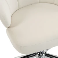 HOMCOM Chaise Bureau en Velours, Chaise Coiffeuse avec Dossier en Pétale, Hauteur Réglable, Fonction Bascule, Crème(m-12)