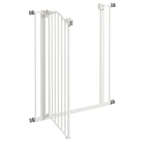 PawHut Pressure Fit Dog Stair Gate No Drilling Safety Gate Auto Close for Doorways, Hallways, 74-80cm Adjustable, 94cm Tall, White(m-18)