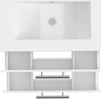 HOMCOM Wastafelonderkast voor wandmontage, badkameronderkast met keramische wastafel, 60 cm, wit(m-13)
