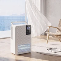 HOMCOM 400mL/Day Small Dehumidifier, RGB Mood Lights, 24H Timer, LED Display, Dehumidifier for Home Damp, White(m-2)