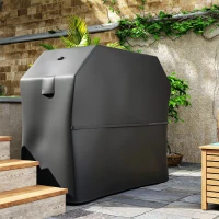 Outsunny BBQ Cover for Rectangular Gas Grill, 600D UPF30+ Oxford Fabric Barbecue Cover for Waterproof Protection Rip-Proof, with Windproof Hook and Loop Fasteners, Vents, 147 x 61 x 122 cm, Black(m-9)