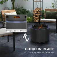 Outsunny Smokeless Fire Pit, 48.5cm Portable Wood Burning Firepit with Poker for Garden Camping Bonfire Party, Metal, Black(m-6)