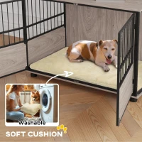 100cm Furniture Style Dog Crate Dog Cage End Table Indoor with 3 Doors Soft Washable Cushion, for Large Sized Dogs(m-5)