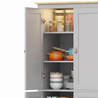 HOMCOM Tall Pantry Cupboard with Motion Sensor LED Light - Grey(m-13)
