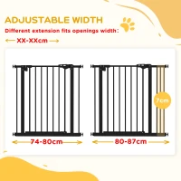 PawHut Metal 74-87cm Wide Adjustable Dog Gate Black(m-6)