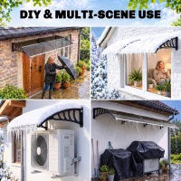 Outsunny Auvent de porte toit marquise en polycarbonate auvent de porte d'entrée bord en aluminium contre la pluie et UV(m-8)