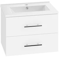 HOMCOM Dulap cu Lavoar pentru Baie, Alb, cu 2 Sertare(m-11)