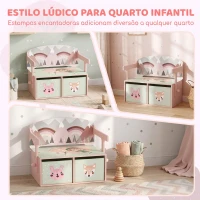 AIYAPLAY 3 em 1 Banco Porta-Brinquedos para Crianças, Convertível em Mesa e Cadeira com 2 Caixas, Estampa Raposinha, Rosa(m-6)