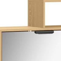 HOMCOM Mueble Zapatero 10 Pares, Armario Zapatero, Puerta con Espejo, 2 Cajones y Compartimentos Abiertos, Roble(m-7)
