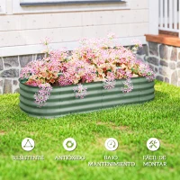 Outsunny Jardinera Exterior Grande de Acero Galvanizado con Base Abierta Bordes de Seguridad Fácil Montaje 150x62x30 cm Verde(m-7)