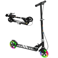 AIYAPLAY Kinderroller, Doppelte Bremsen, Metallrahmen, Fußstütze, faltbar, 3-8 Jahre, Schwarz(m-12)