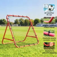 HOMCOM Adjustable Rebounder Net Kickback Target Goal for Teens Adults Training, Red(m-5)