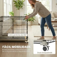 PawHut Jaula para Cães Dobrável com Rodas, Bandeja Extraível, Porta Deslizante e Teto Rebatível, 75,5x46x64,5 cm, Preto(m-4)