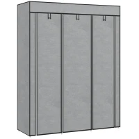 HOMCOM Kast van stof, opslagoplossing, 8 planken, 2 kledingstangen, Grijs(m-10)