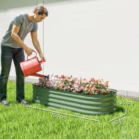 Outsunny Jardinera Exterior Grande de Acero Galvanizado con Base Abierta Bordes de Seguridad Fácil Montaje 150x62x30 cm Verde(m-3)