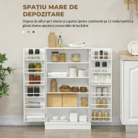 HOMCOM Dulap de bucătărie modern cu 12 rafturi pentru condimente pe uși, rafturi reglabile, 2 uși, 60x30x104 cm, alb(m-4)