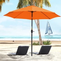 Outsunny 2.6M Patio Parasol Sun Umbrella, Tilt Shade Shelter Canopy with Crank 8 Ribs Aluminium Frame, Orange(m-3)