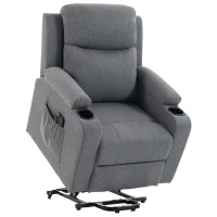 HOMCOM Riser Recliner Chair with Massage and Heat, Linen Electric Lift Armchair for Elderly with Spring Cushion, Dark Grey(m-1)