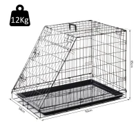 Pawhut Trapeze Collapsible Dog Pet Travel Box Cage Removable Tray 93 x 58 x 65cm(m-3)