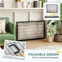 PawHut Foldable Dog Crate with 2 Doors with Tray, Soft Cushion, for Extra and Large Dogs, 106 x 71.5 x 76 cm, Black(m-7)