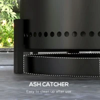 Outsunny Smokeless Fire Pit with Ash Catcher, 37cm Portable Wood Burning Firepit with Poker for Garden Camping Bonfire Party, Metal, Black(m-6)