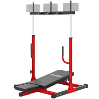 SPORTNOW Vertical Leg Press Machine with Adjustable Leg, Back and Head Positions, 1" Standard Plate Compatible, Red(m-15)