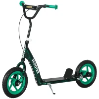 AIYAPLAY Kinderroller, höhenverstellbarer Tretroller für Kinder, mit Bremse, Ständer, 2 Räder, Stahl, Grün(m-12)