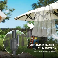 Outsunny Umbrelă Dublă cu Lumini LED și Manivelă, din Poliester și Oțel, 2.92x1.5x2.2 m, Bej(m-7)