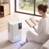 HOMCOM 400mL/Day Small Dehumidifier, RGB Mood Lights, 24H Timer, LED Display, Dehumidifier for Home Damp, White(m-14)
