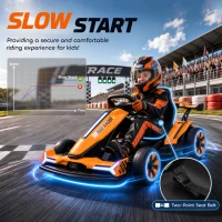 AIYAPLAY 24V Electric Go Kart for Kids 6-12 Years with Drift Mode, Adjustable Seat, 3 Speed, Slow Start, Orange(m-7)