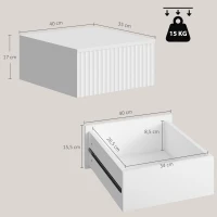 HOMCOM Set van 2 wandgemonteerde nachtkastjes met 2 laden, 40 x 35 x 17 cm, wit(m-3)