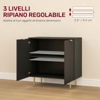 HOMCOM Credenza Moderna con 2 Ante e Ripiano Regolabile, Mobile Buffet per Cucina e Soggiorno con Gambe in Metallo, Nero(m-5)