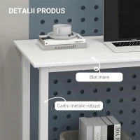 HOMCOM Birou pentru computer cu picioare reglabile din PAL și oțel, 120x60x76 cm, alb(m-5)