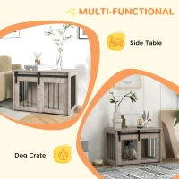 PawHut Dog Crate Furniture with Removable Cushion for Medium Dogs, 80 x 54 x 57cm - Brown(m-5)