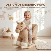 AIYAPLAY Cavalo de Baloiço para Bebé com Sons de Galope e Relinchos, Base de Madeira e Cinto de Segurança, 18-36 Meses, Castanho(m-7)