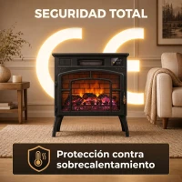 HOMCOM Chimenea Eléctrica 1000/2000 W con Efecto Llama 3 Vistas Termostato Wifi 5 Colores Temporizador 12h Negro(m-7)